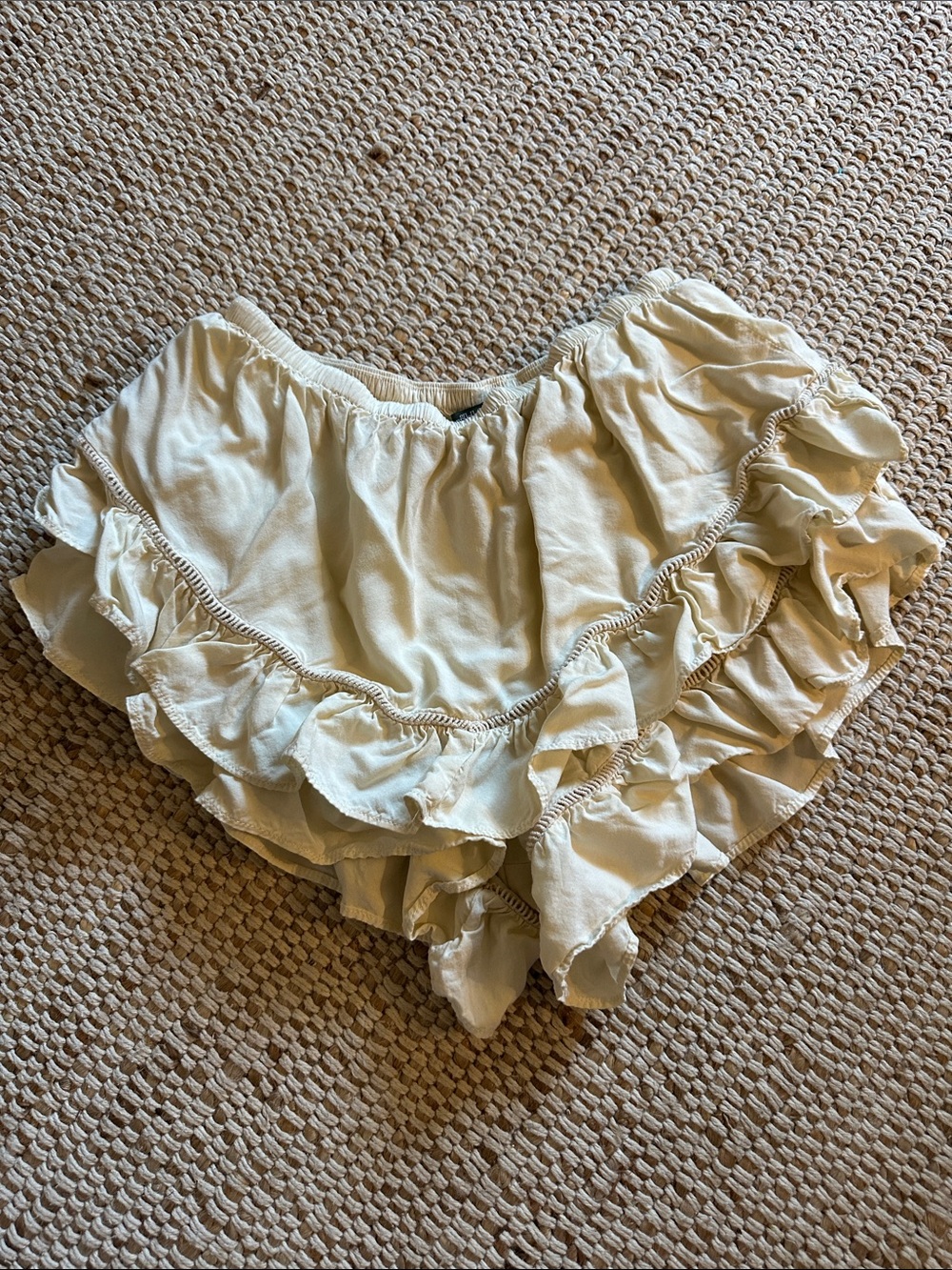 wild fable Cream Ruffled Tiered Women's Shorts